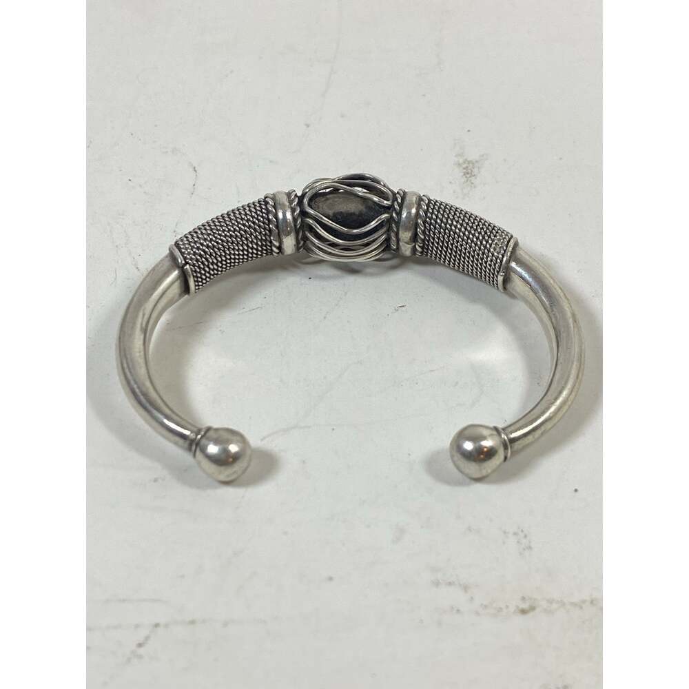Silver Cuff Bracelet w/ Rope Pattern - Picture 4 of 6
